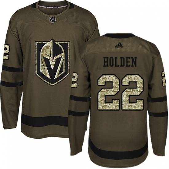 Men's Adidas Vegas Golden Knights 22 Nick Holden Authentic Green Salute to Service NHL Jersey