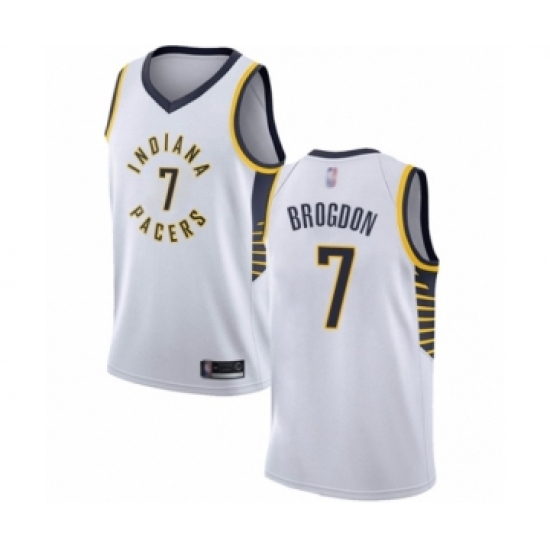 Men's Indiana Pacers 7 Malcolm Brogdon Authentic White Basketball Jersey - Association Edition