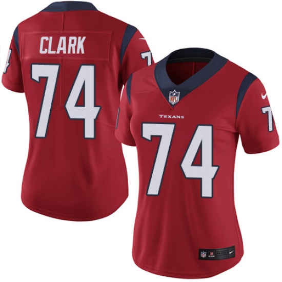 Women's Nike Houston Texans 74 Chris Clark Elite Red Alternate NFL Jersey