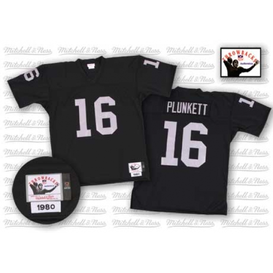 Mitchell and Ness Oakland Raiders 16 Jim Plunkett Black Authentic Throwback NFL Jersey