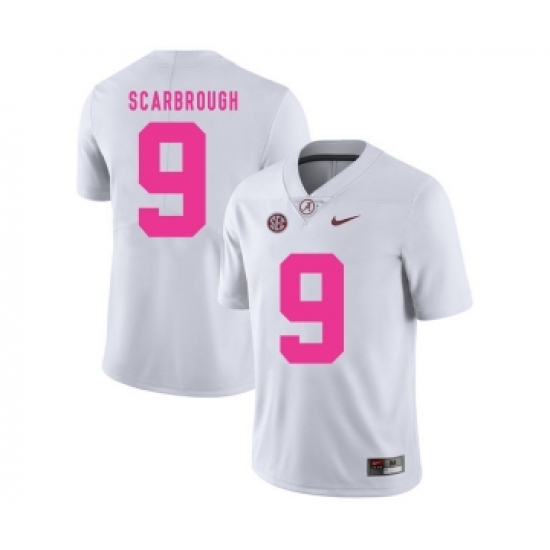 Alabama Crimson Tide 9 Bo Scarbrough White 2018 Breast Cancer Awareness College Football Jersey