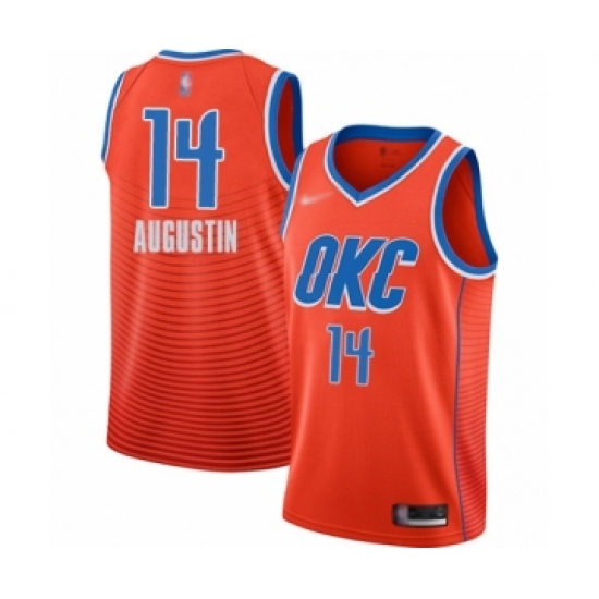 Women's Oklahoma City Thunder 14 D.J. Augustin Swingman Orange Finished Basketball Jersey - Statement Edition