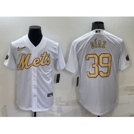 Men's New York Mets 39 Edwin Diaz White 2022 All Star Stitched Cool Base Nike Jersey