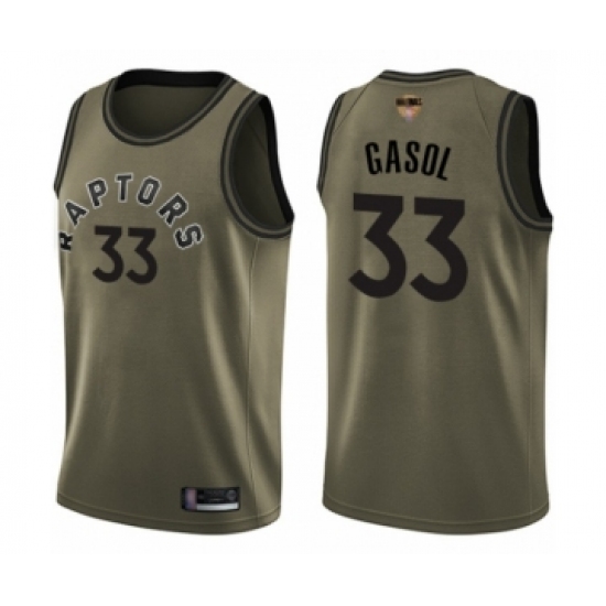 Men's Toronto Raptors 33 Marc Gasol Swingman Green Salute to Service 2019 Basketball Finals Bound Jersey