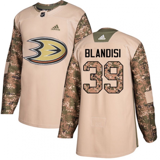 Men's Adidas Anaheim Ducks 39 Joseph Blandisi Authentic Camo Veterans Day Practice NHL Jersey