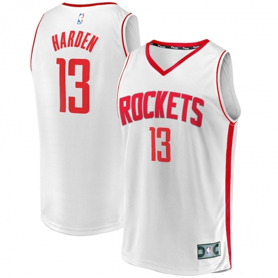 Men's Houston Rockets 13 James Harden Fanatics Branded White 2020-21 Fast Break Player Jersey