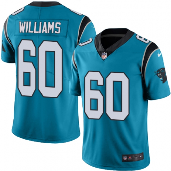 Youth Nike Carolina Panthers 60 Daryl Williams Blue Alternate Vapor Untouchable Limited Player NFL Jersey