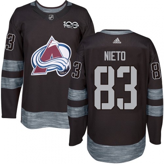 Men's Adidas Colorado Avalanche 83 Matt Nieto Authentic Black 1917-2017 100th Anniversary NHL Jersey