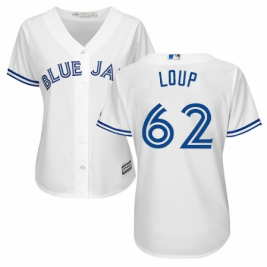 Women's Majestic Toronto Blue Jays 62 Aaron Loup Replica White Home MLB Jersey