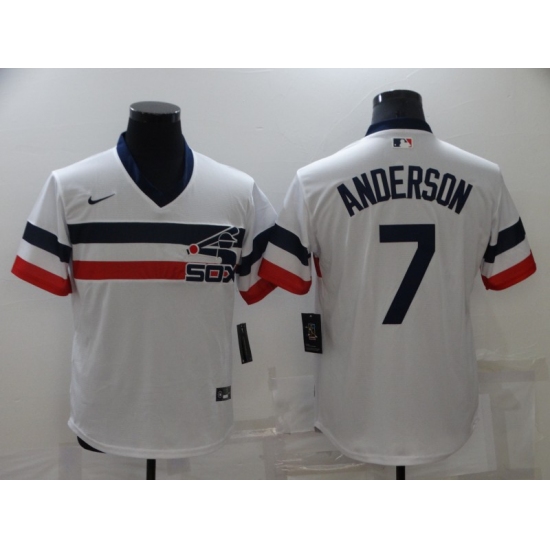 Men's Nike Chicago White Sox 7 Tim Anderson White Throwback Jersey