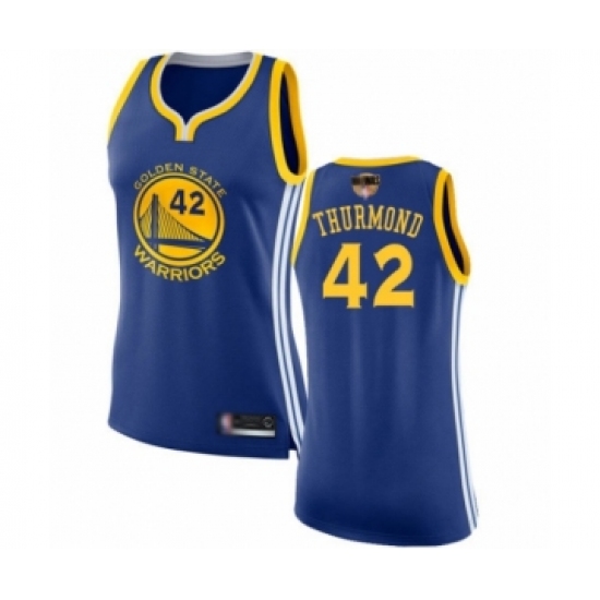 Women's Golden State Warriors 42 Nate Thurmond Swingman Royal Blue 2019 Basketball Finals Bound Basketball Jersey - Icon Edition