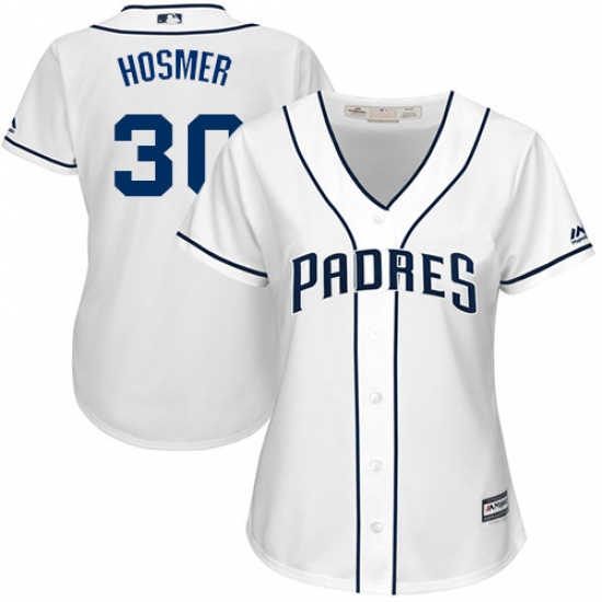 Women's Majestic San Diego Padres 30 Eric Hosmer Replica White Home Cool Base MLB Jersey