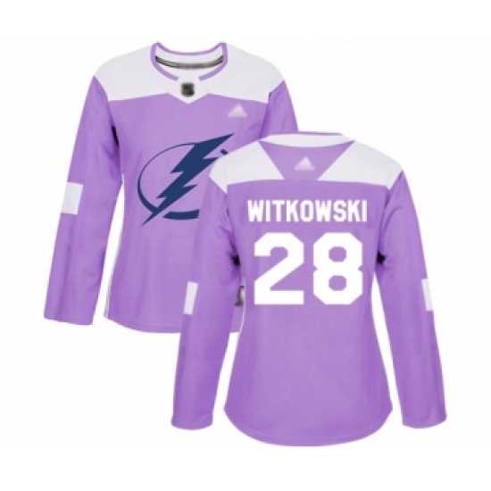 Women's Tampa Bay Lightning 28 Luke Witkowski Authentic Purple Fights Cancer Practice Hockey Jersey