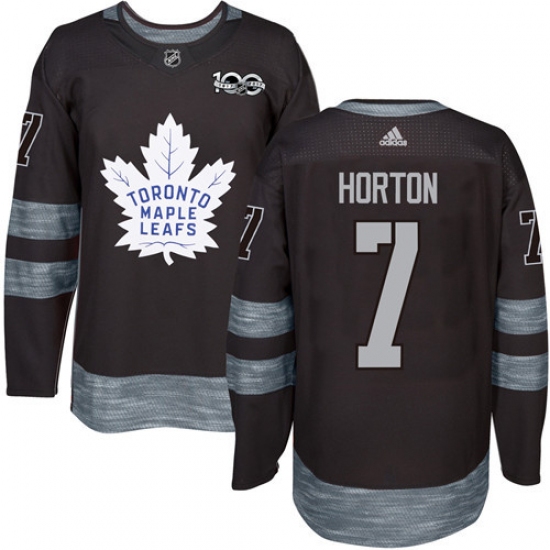 Men's Adidas Toronto Maple Leafs 7 Tim Horton Authentic Black 1917-2017 100th Anniversary NHL Jersey