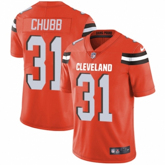 Men's Nike Cleveland Browns 31 Nick Chubb Orange Alternate Vapor Untouchable Limited Player NFL Jersey