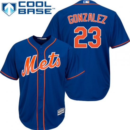 Youth Majestic New York Mets 23 Adrian Gonzalez Authentic Royal Blue Alternate Home Cool Base MLB Jersey