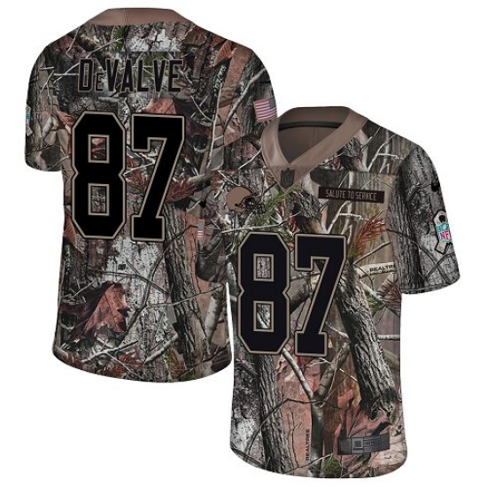 Youth Nike Cleveland Browns 87 Seth DeValve Limited Camo Rush Realtree NFL Jersey