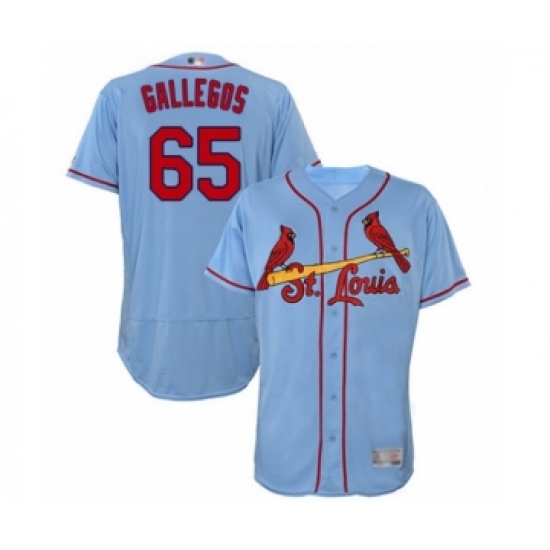 Men's St. Louis Cardinals 65 Giovanny Gallegos Light Blue Alternate Flex Base Authentic Collection Baseball Player Jersey