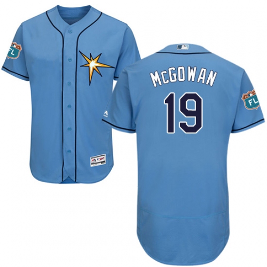 Men's Majestic Tampa Bay Rays 19 Dustin McGowan Light Blue Flexbase Authentic Collection MLB Jersey