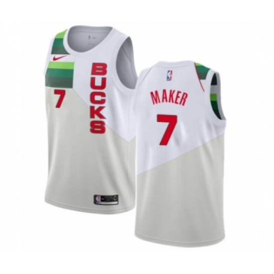 Women's Nike Milwaukee Bucks 7 Thon Maker White Swingman Jersey - Earned Edition