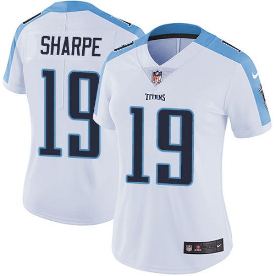 Women's Nike Tennessee Titans 19 Tajae Sharpe Elite White NFL Jersey