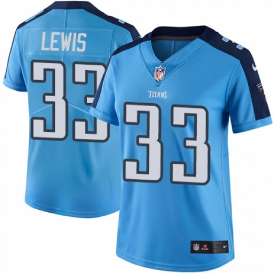 Women's Nike Tennessee Titans 33 Dion Lewis Limited Light Blue Rush Vapor Untouchable NFL Jersey