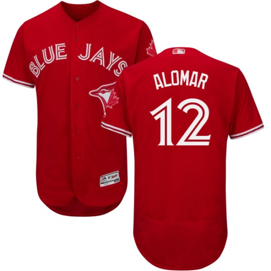 Men's Majestic Toronto Blue Jays 12 Roberto Alomar Scarlet Flexbase Authentic Collection Alternate MLB Jersey