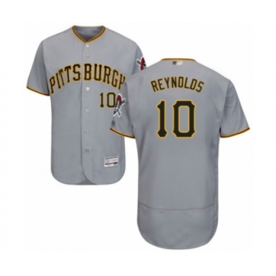 Men's Pittsburgh Pirates 10 Bryan Reynolds Grey Road Flex Base Authentic Collection Baseball Player Jersey