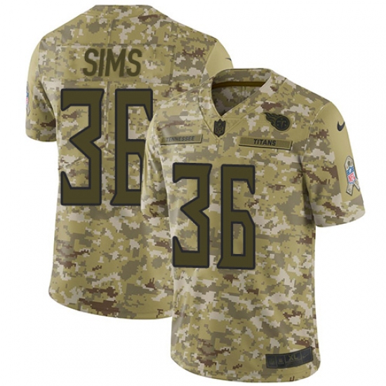 Youth Nike Tennessee Titans 36 LeShaun Sims Limited Camo 2018 Salute to Service NFL Jersey