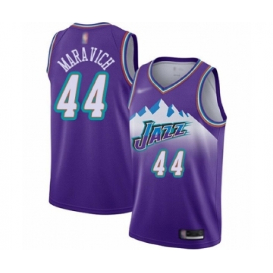 Youth Utah Jazz 44 Pete Maravich Swingman Purple Hardwood Classics Basketball Jersey