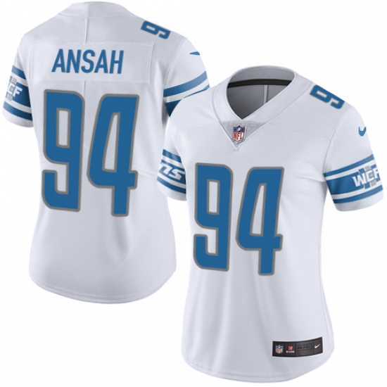 Women's Nike Detroit Lions 94 Ziggy Ansah Limited White Vapor Untouchable NFL Jersey