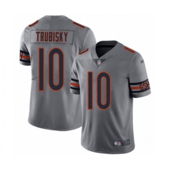 Men's Chicago Bears 10 Mitchell Trubisky Limited Silver Inverted Legend Football Jersey