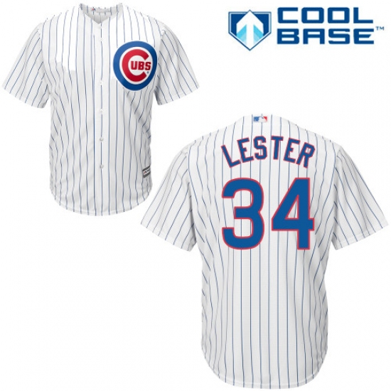 Men's Majestic Chicago Cubs 34 Jon Lester Replica White Home Cool Base MLB Jersey