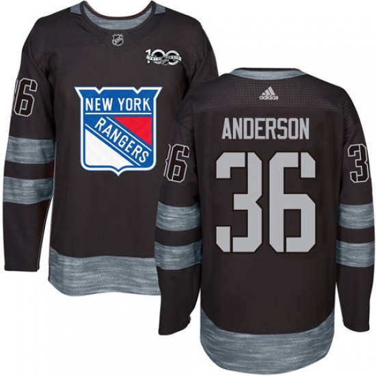 Men's Adidas New York Rangers 36 Glenn Anderson Premier Black 1917-2017 100th Anniversary NHL Jersey