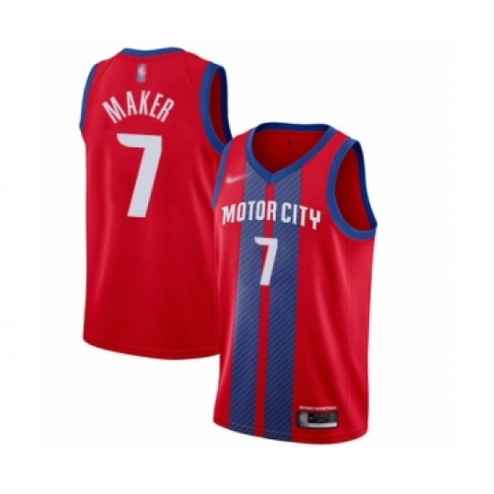 Men's Detroit Pistons 7 Thon Maker Swingman Red Basketball Jersey - 2019 20 City Edition