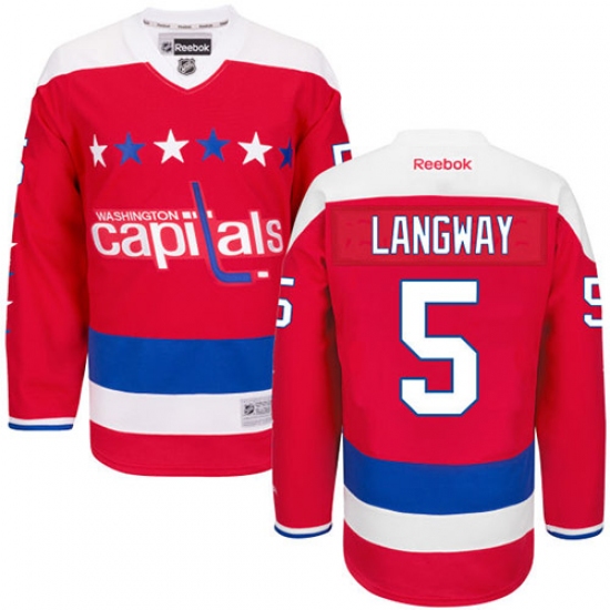 Youth Reebok Washington Capitals 5 Rod Langway Authentic Red Third NHL Jersey