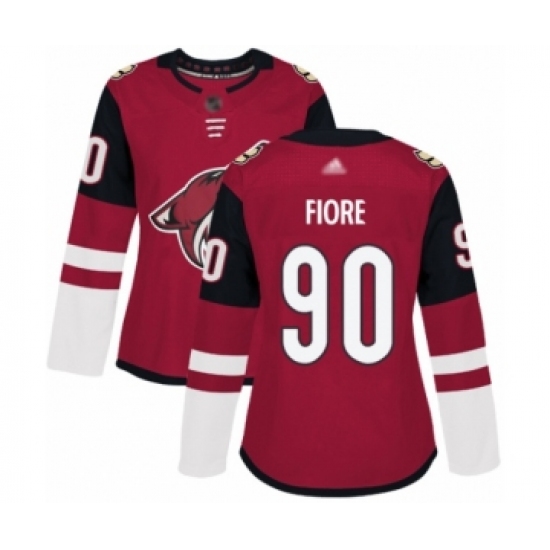 Women's Arizona Coyotes 90 Giovanni Fiore Authentic Burgundy Red Home Hockey Jersey