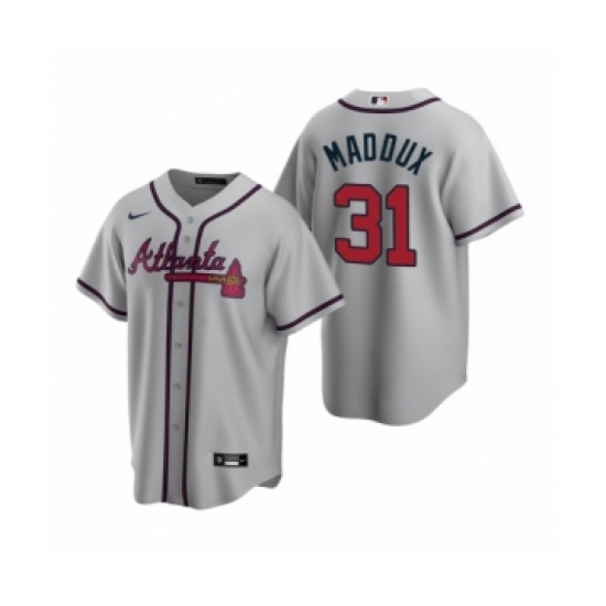 Youth Atlanta Braves 31 Greg Maddux Nike Gray 2020 Replica Road Jersey