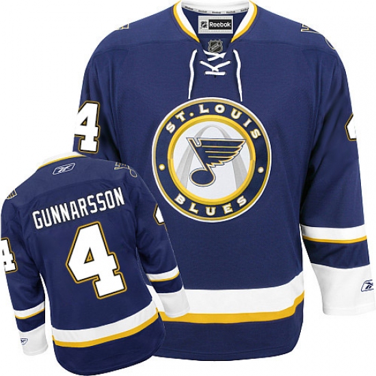 Youth Reebok St. Louis Blues 4 Carl Gunnarsson Premier Navy Blue Third NHL Jersey