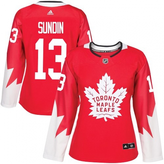 Women's Adidas Toronto Maple Leafs 13 Mats Sundin Authentic Red Alternate NHL Jersey