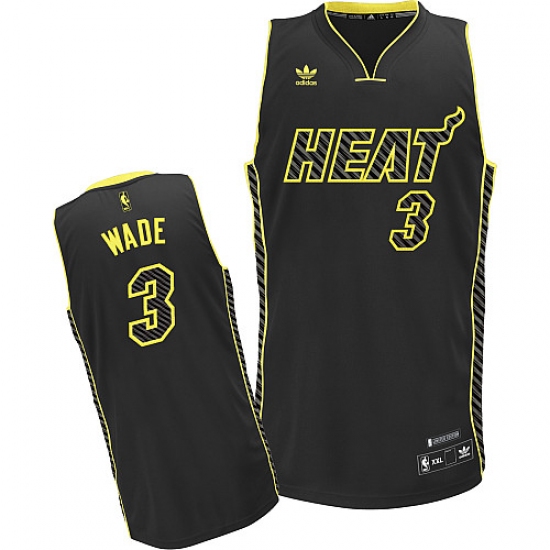 Men's Adidas Miami Heat 3 Dwyane Wade Swingman Black Electricity Fashion NBA Jersey