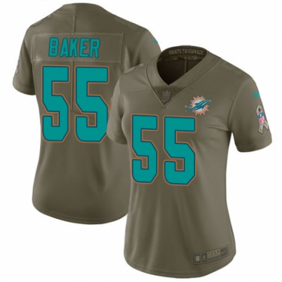 Women's Nike Miami Dolphins 55 Jerome Baker Limited Olive 2017 Salute to Service NFL Jersey