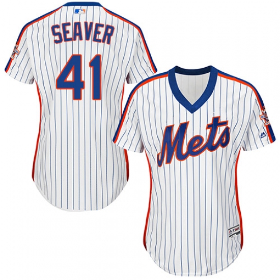 Women's Majestic New York Mets 41 Tom Seaver Authentic White Alternate Cool Base MLB Jersey