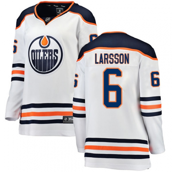 Women's Edmonton Oilers 6 Adam Larsson Authentic White Away Fanatics Branded Breakaway NHL Jersey