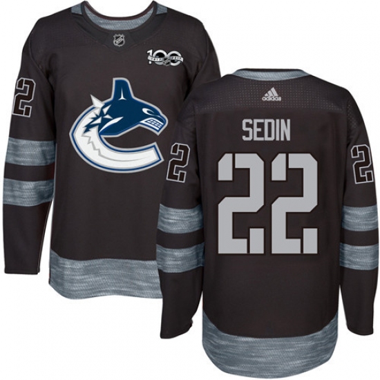 Men's Adidas Vancouver Canucks 22 Daniel Sedin Premier Black 1917-2017 100th Anniversary NHL Jersey