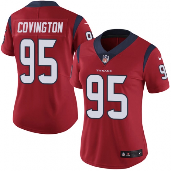 Women's Nike Houston Texans 95 Christian Covington Limited Red Alternate Vapor Untouchable NFL Jersey