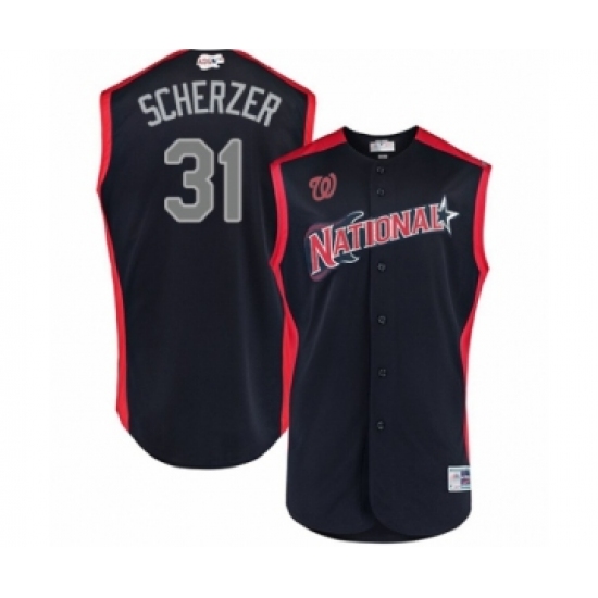 Men's Washington Nationals 31 Max Scherzer Authentic Navy Blue National League 2019 Baseball All-Star Jersey