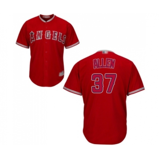 Men's Los Angeles Angels of Anaheim 37 Cody Allen Replica Red Alternate Cool Base Baseball Jersey