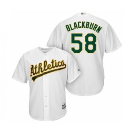 Youth Oakland Athletics 58 Paul Blackburn Authentic White Home Cool Base Baseball Player Jersey