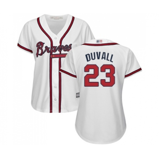 Women's Atlanta Braves 23 Adam Duvall Replica White Home Cool Base Baseball Jersey